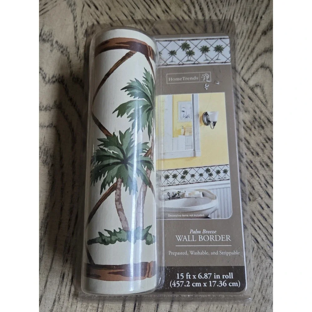 NEW Home Trends Palm Breeze Wall Border Pre Pasted 15 ft Tree Beach